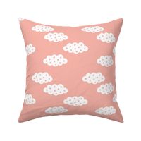 Clouds and stars soft scandinavian retro style night sky theme for kids pastel pink for girls