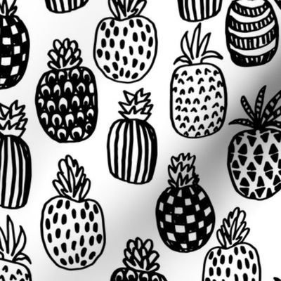 pineapple // black and white tropical summer trendy fruit design