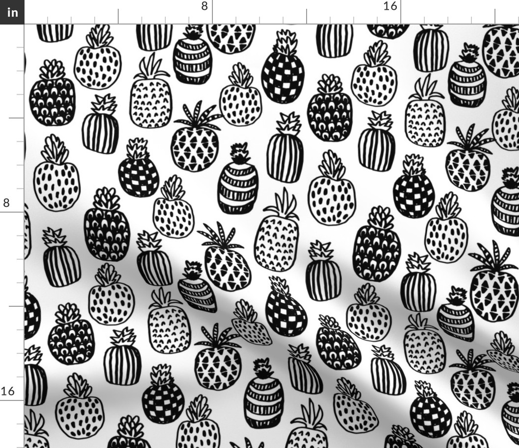 pineapple // black and white tropical summer trendy fruit design