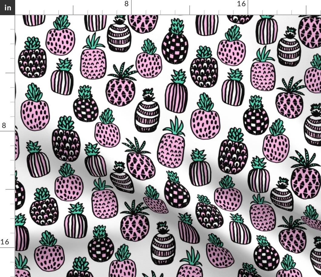 pineapple // tropical pineapple pink summer trendy bubblegum cutesy girly pastel seamless illustration