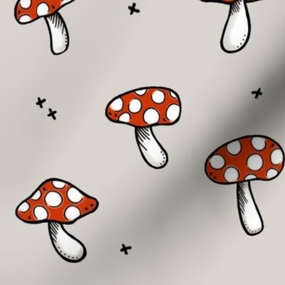 Mushrooms - Larger Scale (warm grey) 