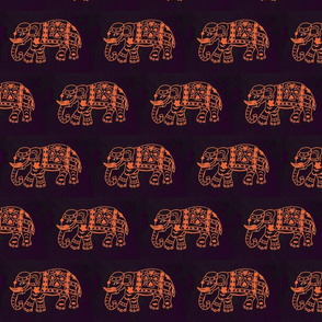 Orange Elephant on Purple/Black background 