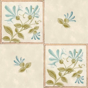 Floral Tile in Blues