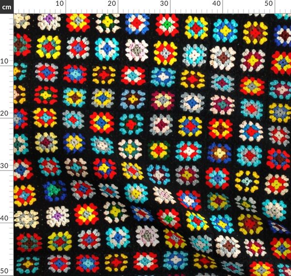 Abstract Rainbow Granny Square Afghan; Black Border Blankets & Throws