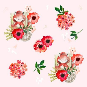 Little Red Fox Pink Background
