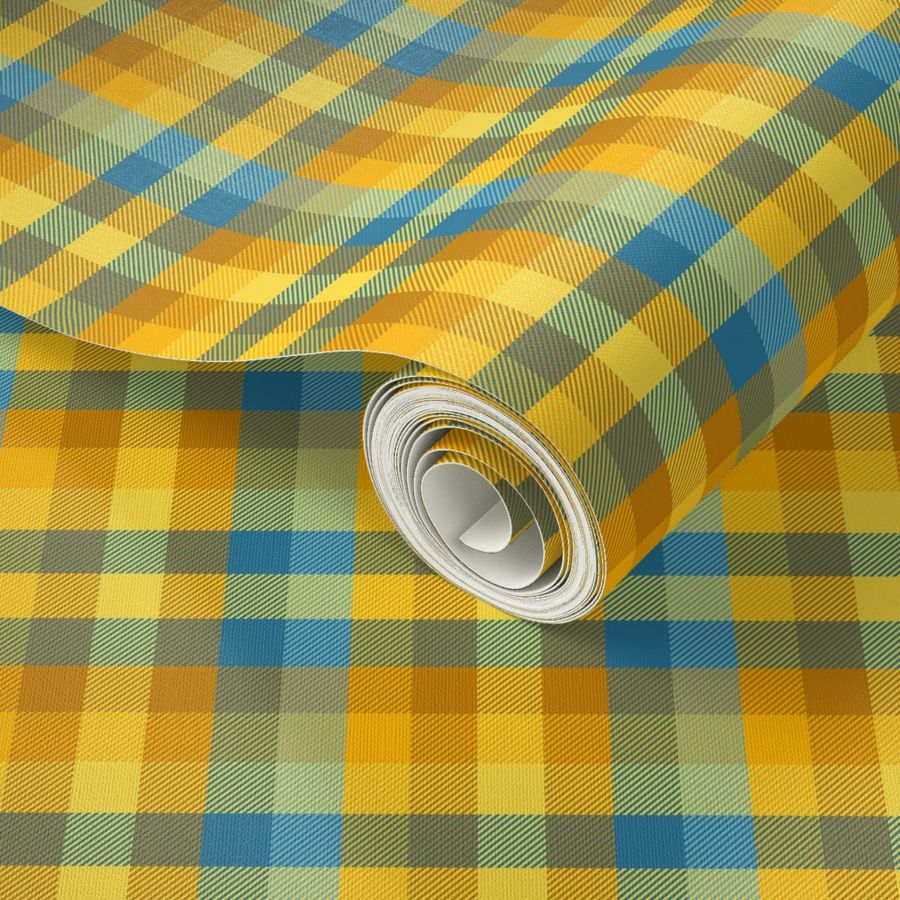 Madras plaid - gold and blue