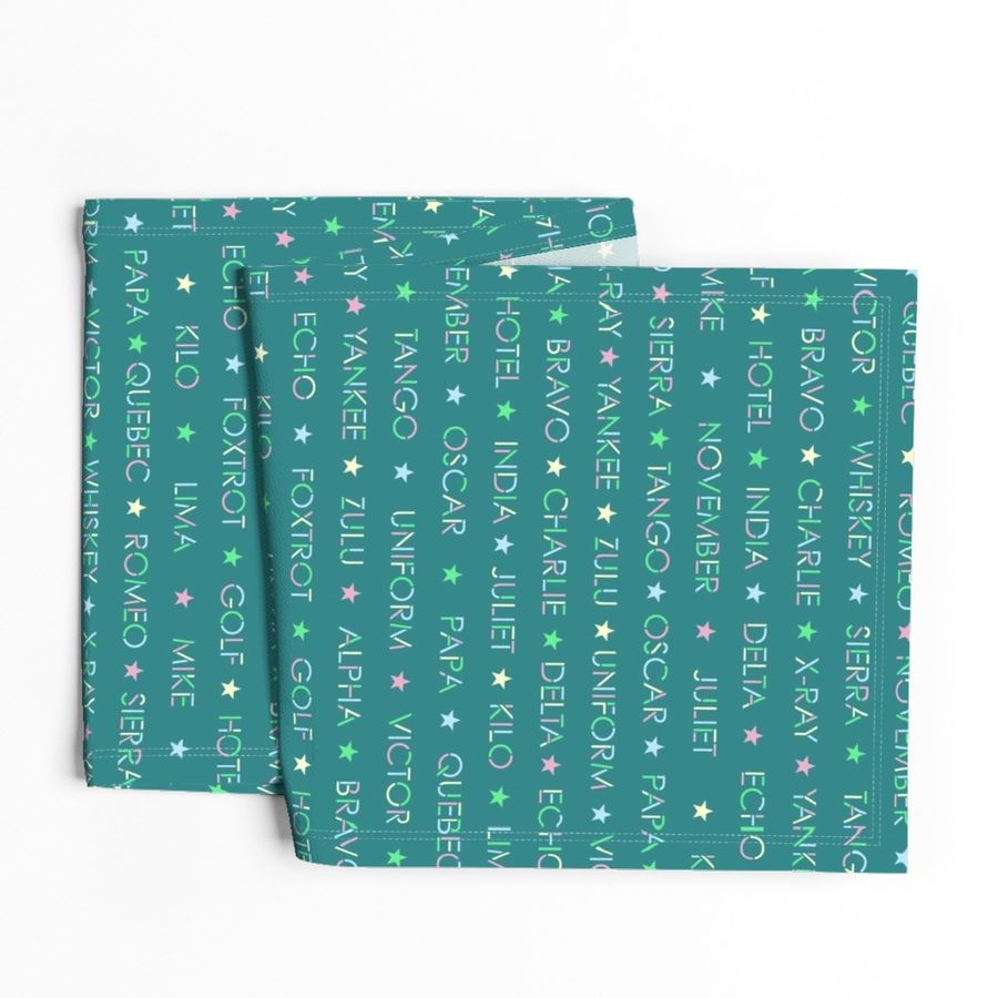 Nautical alphabet on summercolors teal green