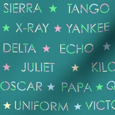 Nautical alphabet on summercolors teal green