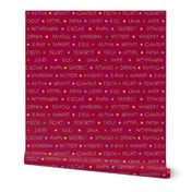 Nautical Alphabet on cranberry red