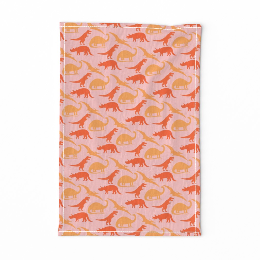 dinosaurs in coral on pink