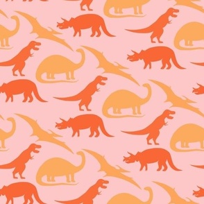 dinosaurs in coral on pink