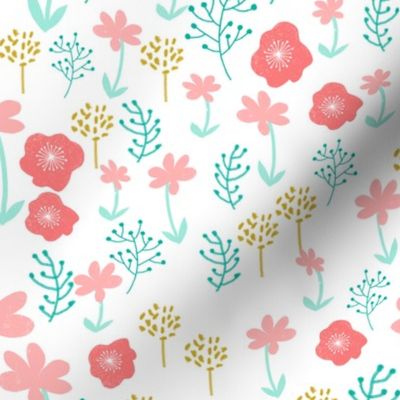 spring // spring flowers florals pastel pretty girls print mint coral pink