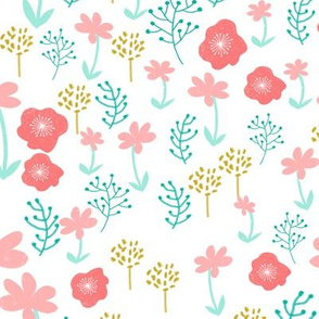 spring // spring flowers florals pastel pretty girls print mint coral pink