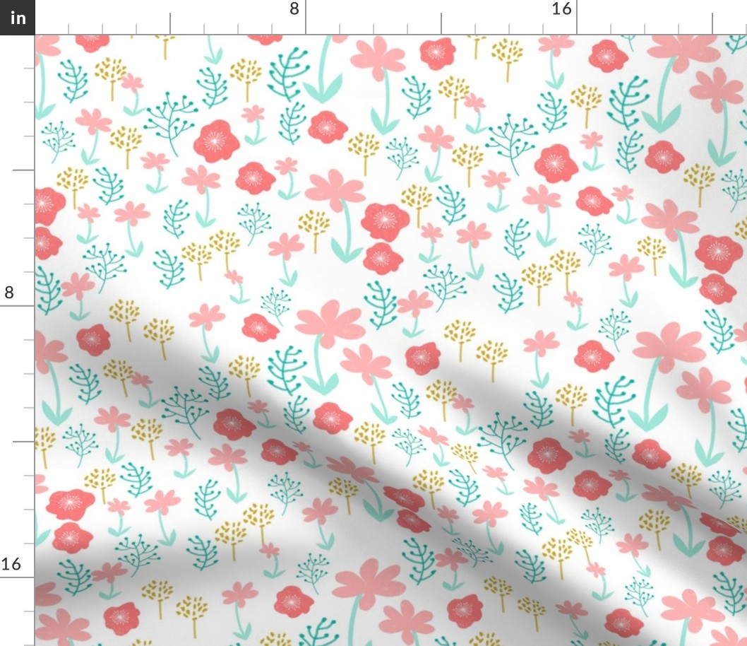 spring // spring flowers florals pastel pretty girls print mint coral pink