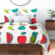 plush fruit // food plush watermelon pineapple strawberry pear apple cute plushie cut and sew food sampler