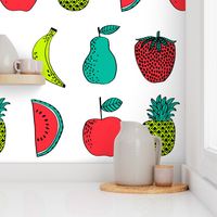 plush fruit // food plush watermelon pineapple strawberry pear apple cute plushie cut and sew food sampler