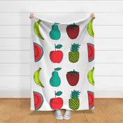 plush fruit // food plush watermelon pineapple strawberry pear apple cute plushie cut and sew food sampler