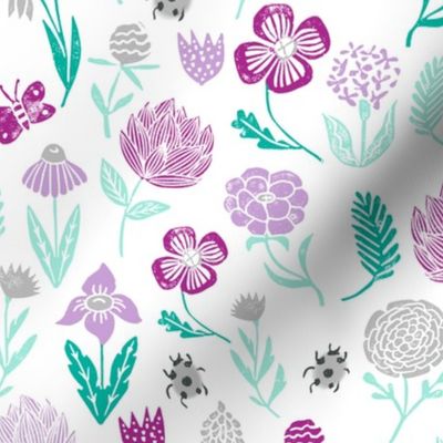 spring botanicals // flowers florals purple pastel lilac mint ladybug cute girly spring print for easter