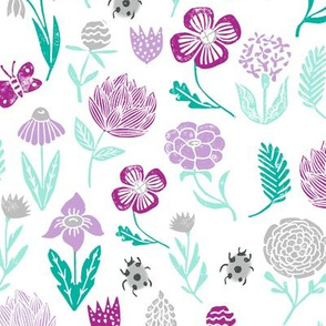 spring botanicals // flowers florals purple pastel lilac mint ladybug cute girly spring print for easter