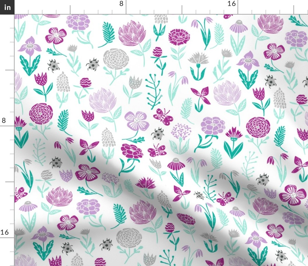 spring botanicals // flowers florals purple pastel lilac mint ladybug cute girly spring print for easter