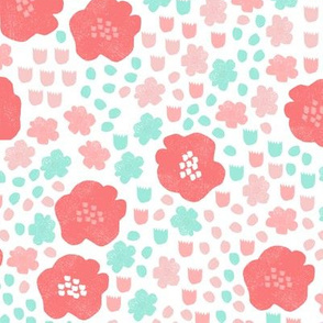 flowers // mint pink coral flower pop florals spring girly pastel cute flowers