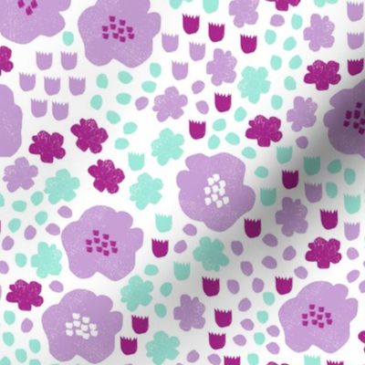 flower pop // purple and mint flowers garden botanical spring summer girly sweet print