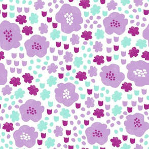 flower pop // purple and mint flowers garden botanical spring summer girly sweet print
