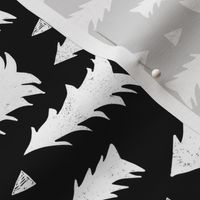 trees // railroad black and white trees fabric fir tree woodland forest 