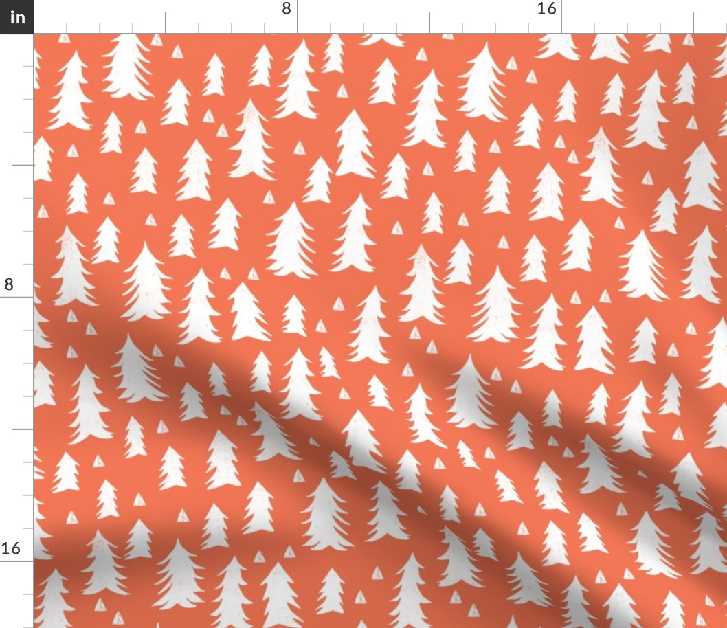 trees // forest trees coral orange woodland tree fir tree