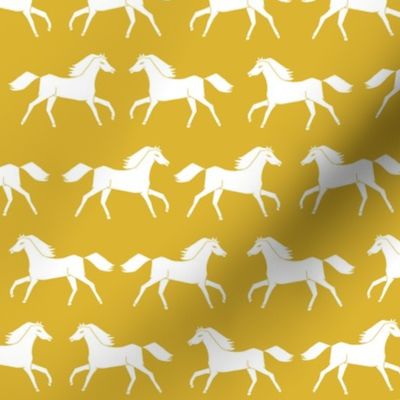 horse // horses golden yellow kids yellow sunny happy girls horse print