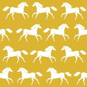 horse // horses golden yellow kids yellow sunny happy girls horse print