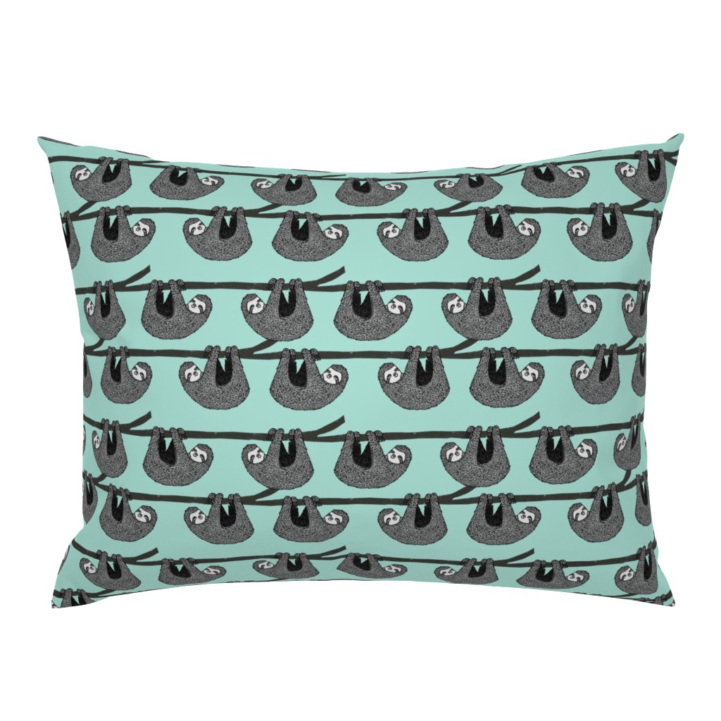 sloth fabric // mint grey black and white gender neutral kids