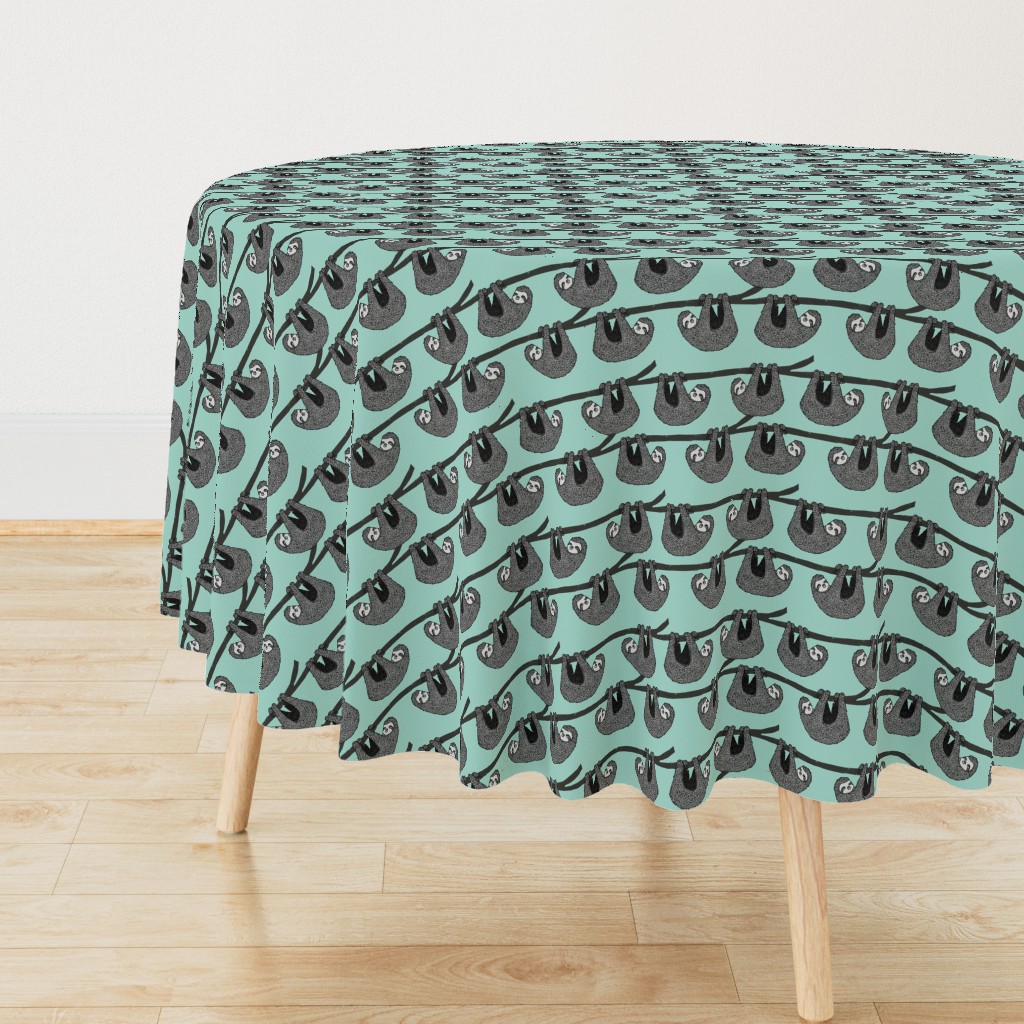 sloth fabric // mint grey black and white gender neutral kids