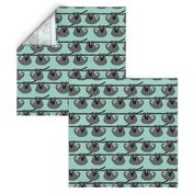 sloth fabric // mint grey black and white gender neutral kids