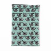 sloth fabric // mint grey black and white gender neutral kids