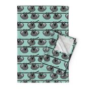 sloth fabric // mint grey black and white gender neutral kids