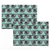 sloth fabric // mint grey black and white gender neutral kids