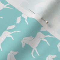 horses // light blue light teal mint green farm farmyard farm animal kids horse