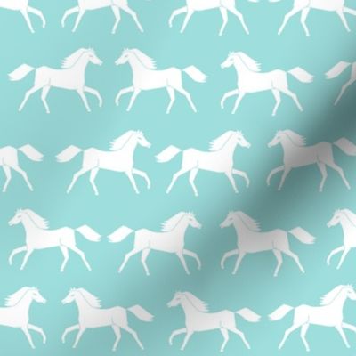 horses // light blue light teal mint green farm farmyard farm animal kids horse