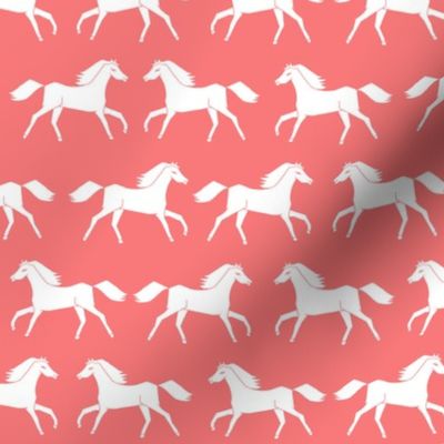 horses // coral sweet girls pink coral blush animal farm ranch design