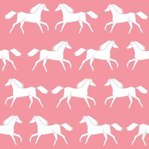 horses // flamingo pink pink horses girls sweet horse fabric