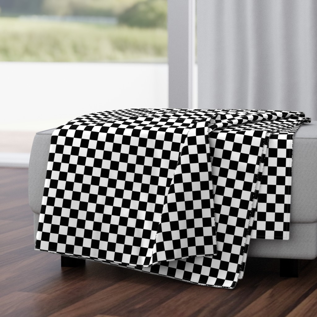 One Inch Black and White Checkered