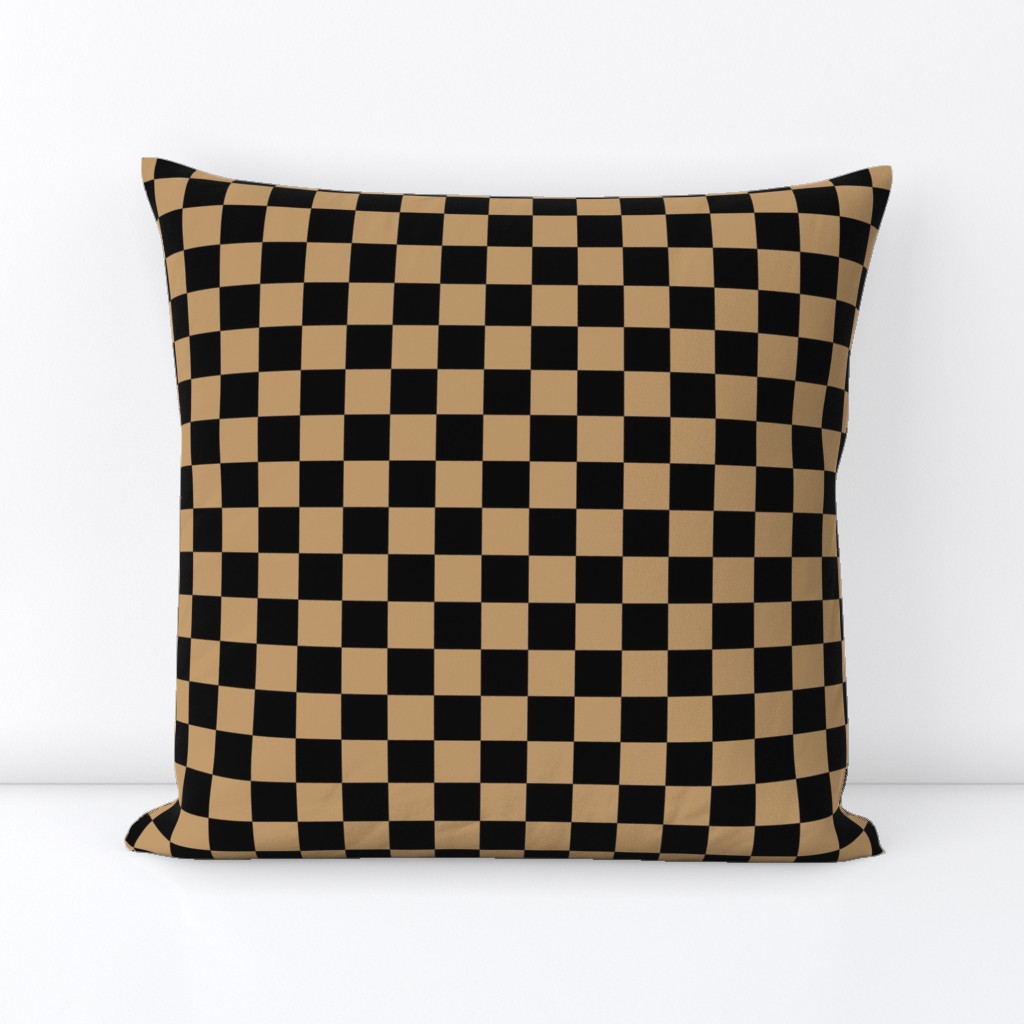 One Inch Black and Camel Brown Checkered