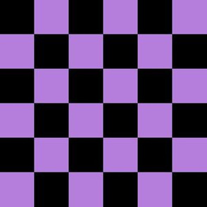 One Inch Black and Lavender Purple Checkered