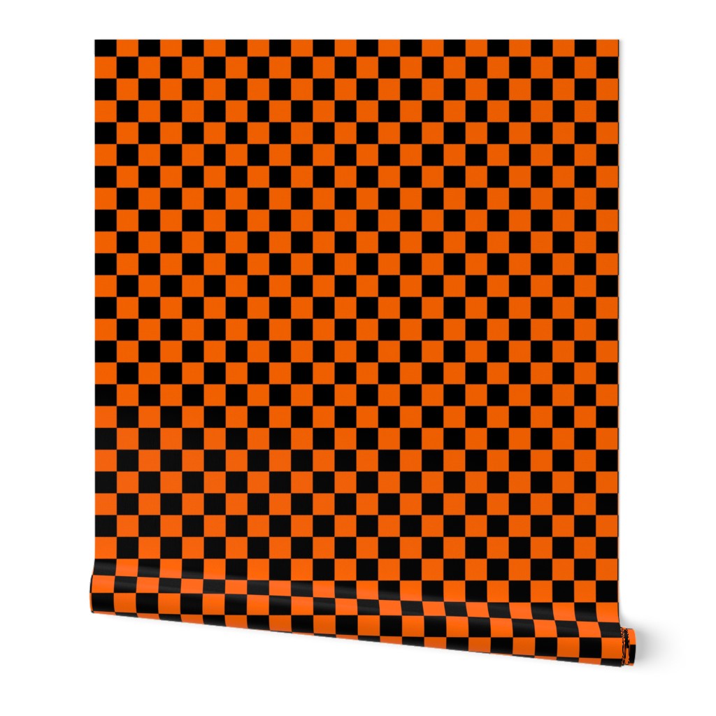 One Inch Black and Orange Checkered