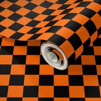 One Inch Black and Orange Checkered