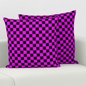 One Inch Black and Magenta Pink Checkered