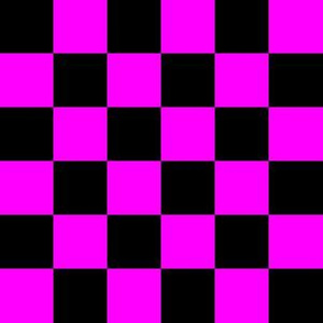 One Inch Black and Magenta Pink Checkered