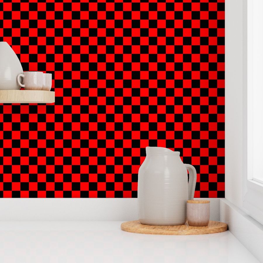 One Inch Black and Red Checkered