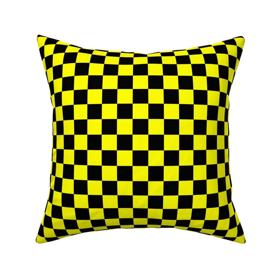 One Inch Black and Yellow Checkerboard - Spoonflower